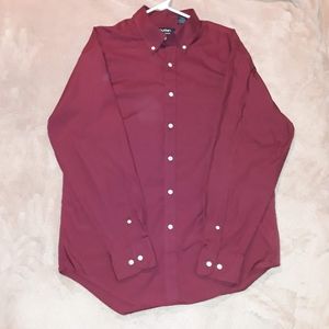 Men's button up dress shirt. Size Medium - Burgundy/Dark Red Wine Color.